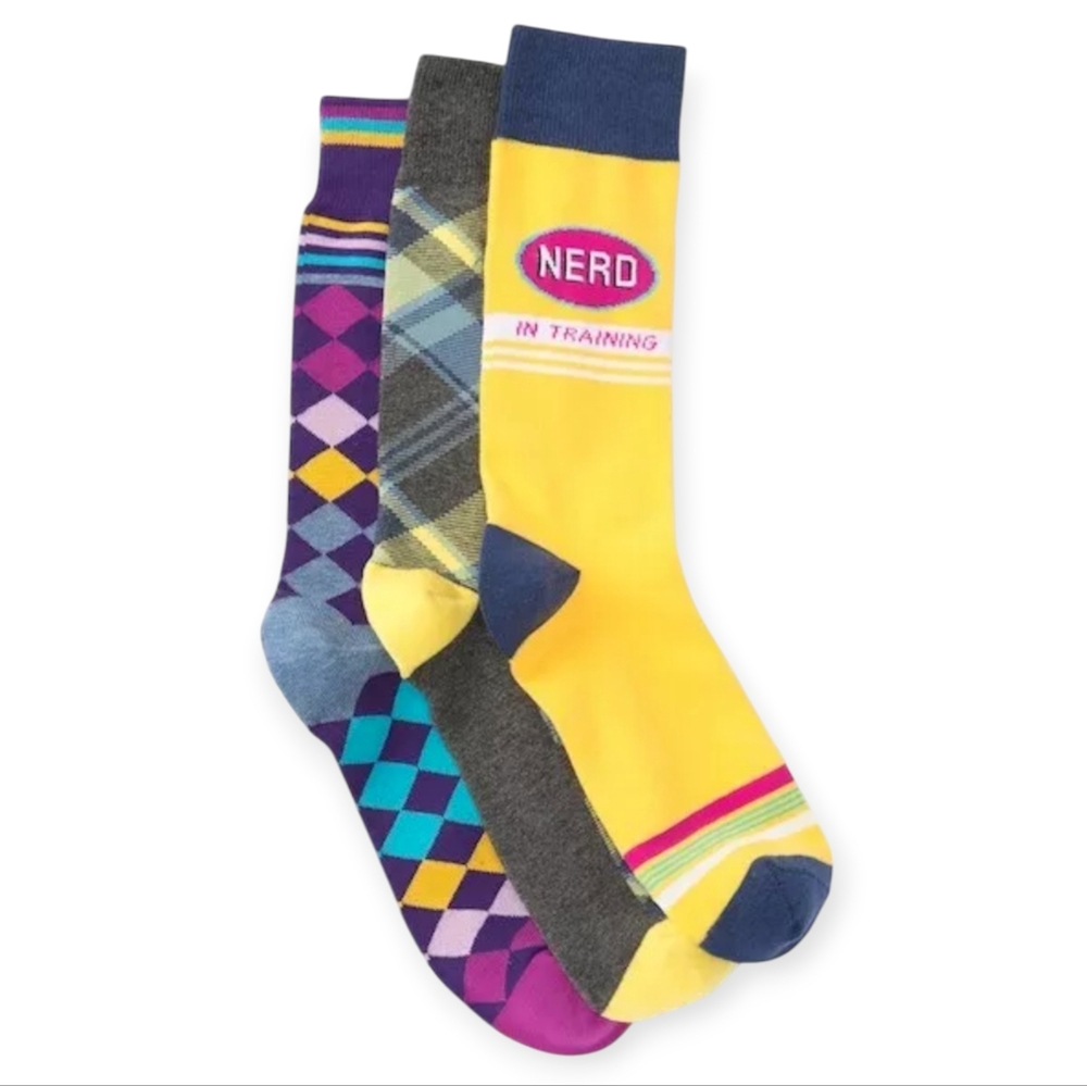 BRAND NEW! Set of Original Penguin NERD IN TRAINING Socks One Size